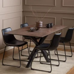 Eettafel Line Keramiek, kleur Bruin