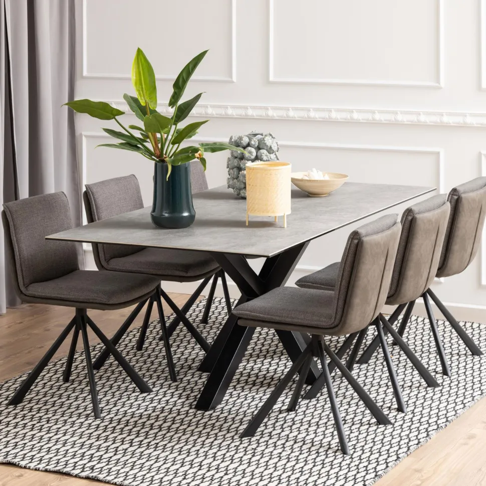 Eettafel Line Keramiek, kleur Grijs