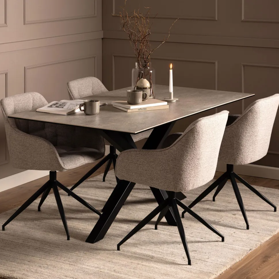 Eettafel Line Keramiek, kleur Grijs