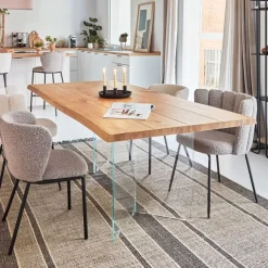 Eettafel Lotty Eiken/Glas