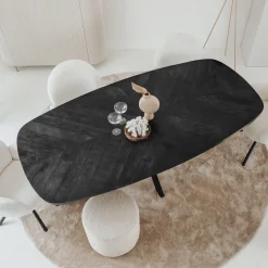 Eettafel Silvi Deens ovaal, Mangohout, kleur Zwart