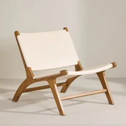 Fauteuil Calogero Teakhout en Lederlook