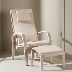 Fauteuil Corene Met voetenbank, Eiken, kleur Beige