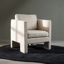 Fauteuil Diann Bouclé, kleur Wit