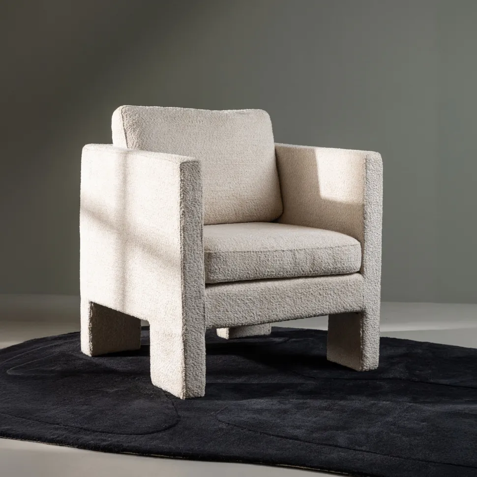 Fauteuil Diann Bouclé, kleur Wit
