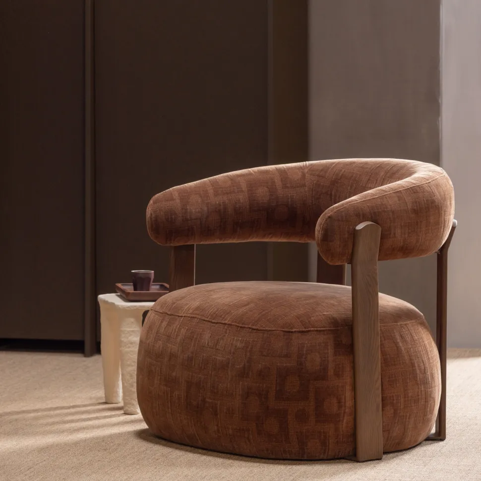 Fauteuil Foon 3D structuurstof en hout