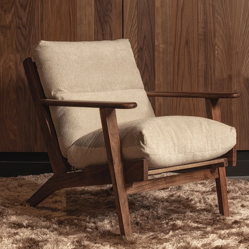 Fauteuil Houston Bouclé / Acaciahout, kleur Naturel