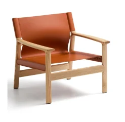 Fauteuil Jan Leder en essenhout