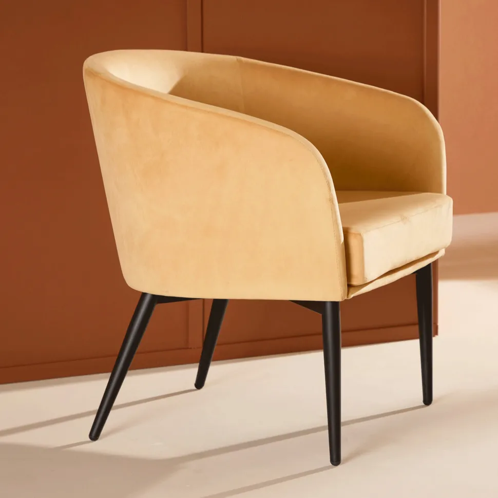 Fauteuil Jennilee Velvet, kleur Geel