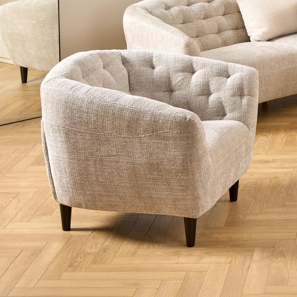 Fauteuil Loes Chenille, kleur Beige