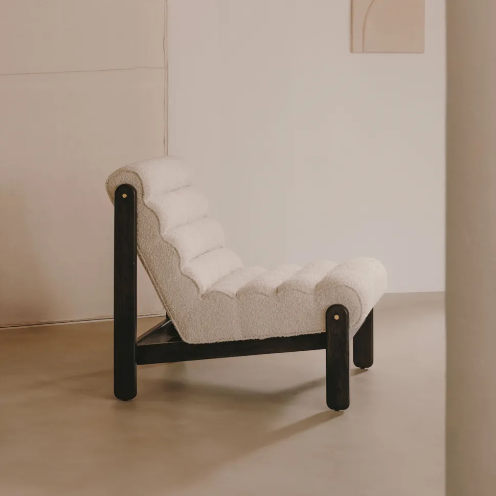 Fauteuil Magira Bouclé en eikenhout