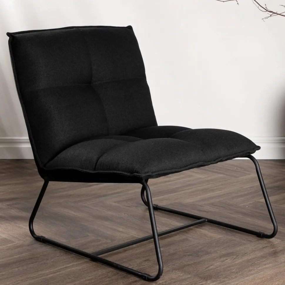 Fauteuil Manisha Linnen, kleur Zwart