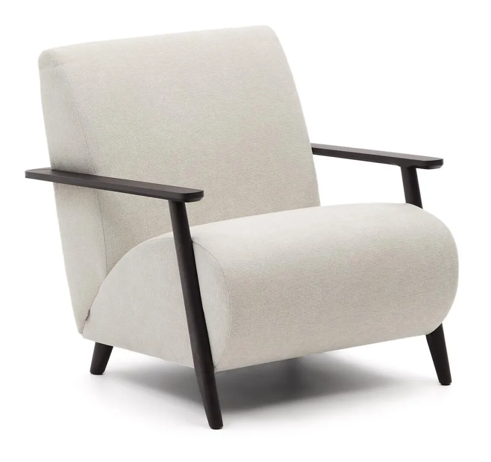 Fauteuil Meghan Chenille, kleur Beige/Wengé
