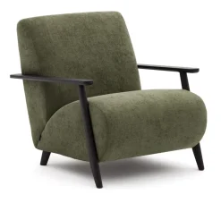 Fauteuil Meghan Chenille, kleur Groen/Wengé