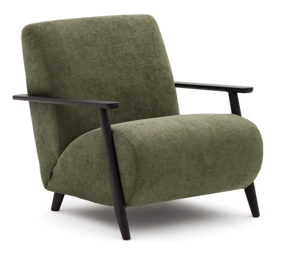 Fauteuil Meghan Chenille, kleur Groen/Wengé