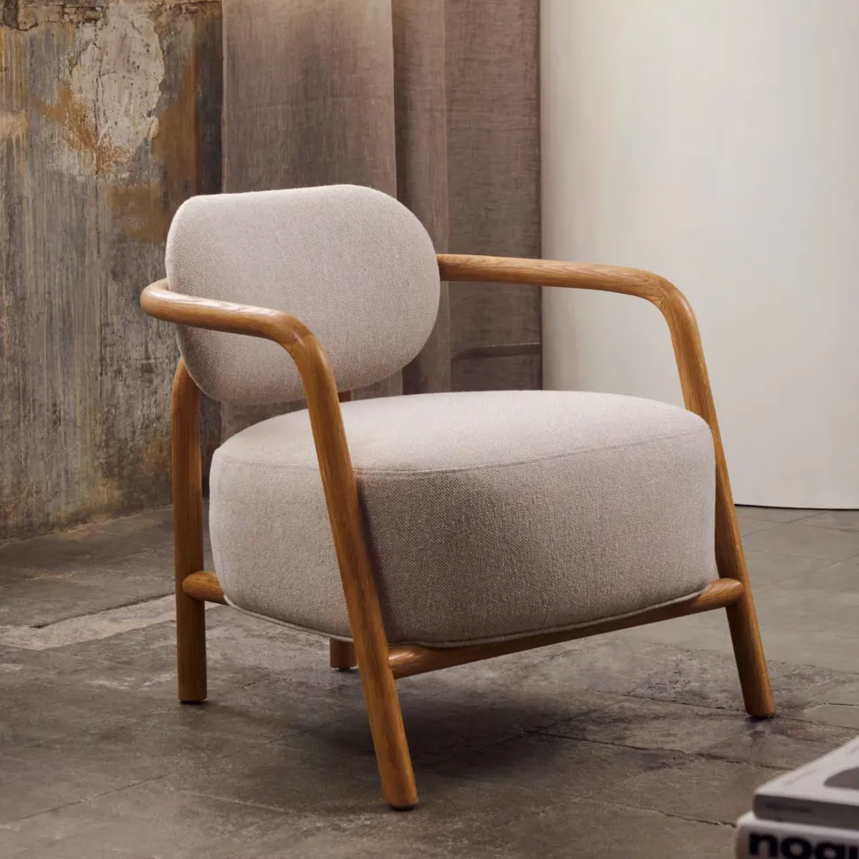 Fauteuil Melqui Eikenhout, kleur Beige