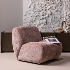 Fauteuil Nomu Craquele velvet, kleur Lichtroze