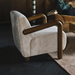 Fauteuil Robinson Chenille en rubberhout