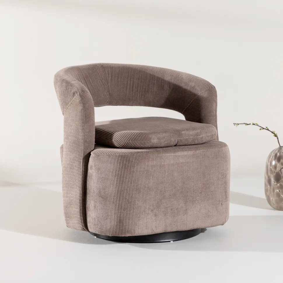 Fauteuil Soledad Rib, kleur Bruin