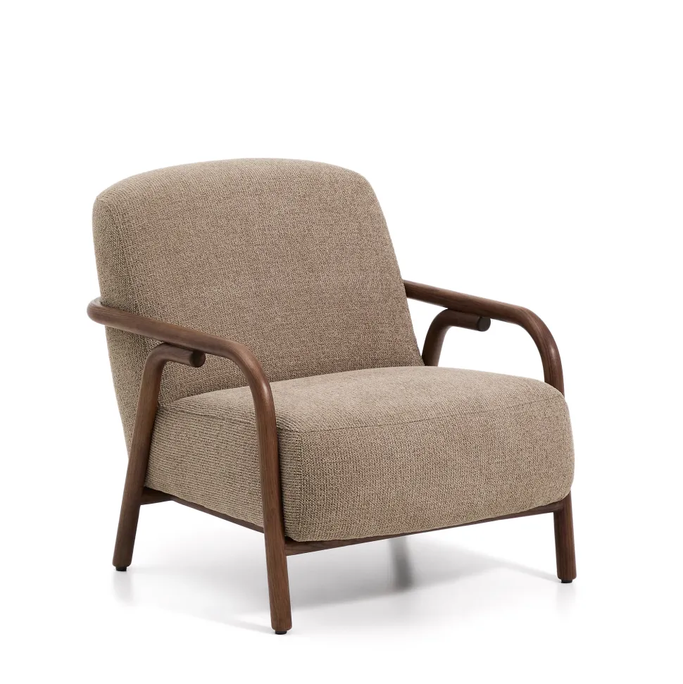 Fauteuil Sylo Chenille en walnoot