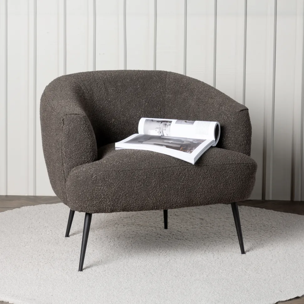 Fauteuil Thornton Bouclé, kleur Donkergrijs