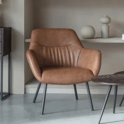 Fauteuil Tristan Lederlook, kleur Bruin