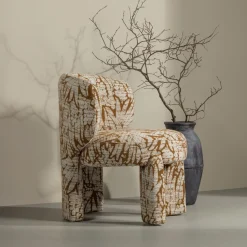 Fauteuil Upke Geweven stof, kleur Naturel/Bruin