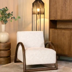 Fauteuil Viggo Bouclé en walnoot