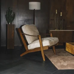 Fauteuil Washington Mangohout en geweven stof