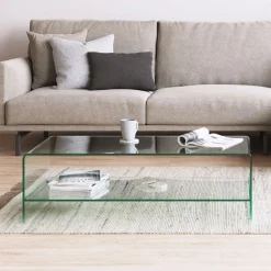 Glazen Salontafel Burano met onderplank, 110 x 55 cm