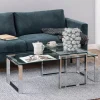 Glazen Salontafel Lone set van 2 stuks, kleur chroom