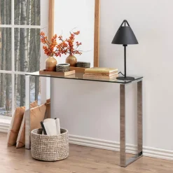 Glazen Sidetable Lone Chroom, 110cm