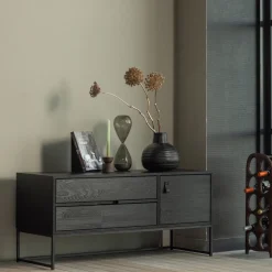 Grenen,WOOOD TV-meubel Silas Grenen, 120cm, kleur Zwart