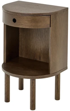 Halfrond Nachtkastje Seula Eikenfineer, Met 1 lade