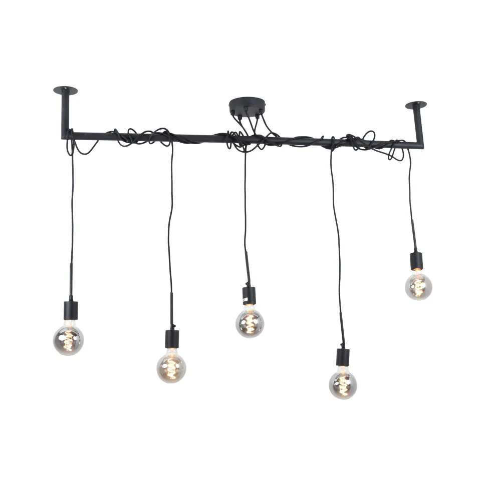 Hanglamp Bar 5-lamps, kleur Zwart