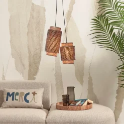 Hanglamp Bhutan 2-lamps, Bamboe, kleur Naturel