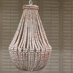 Hanglamp Bologna Mangohouten kralen, 53cm