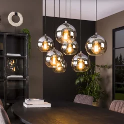 Hanglamp Bubble Shaded met 7 smoke-glas bollen