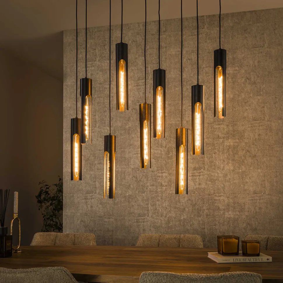 Hanglamp Charnelle 5+4-lamps, Artic Black