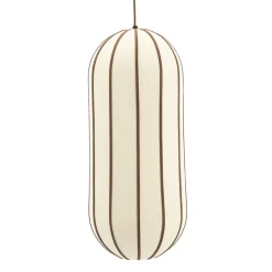 Hanglamp Cocoon Linnen en leder, 28cm, kleur Bruin