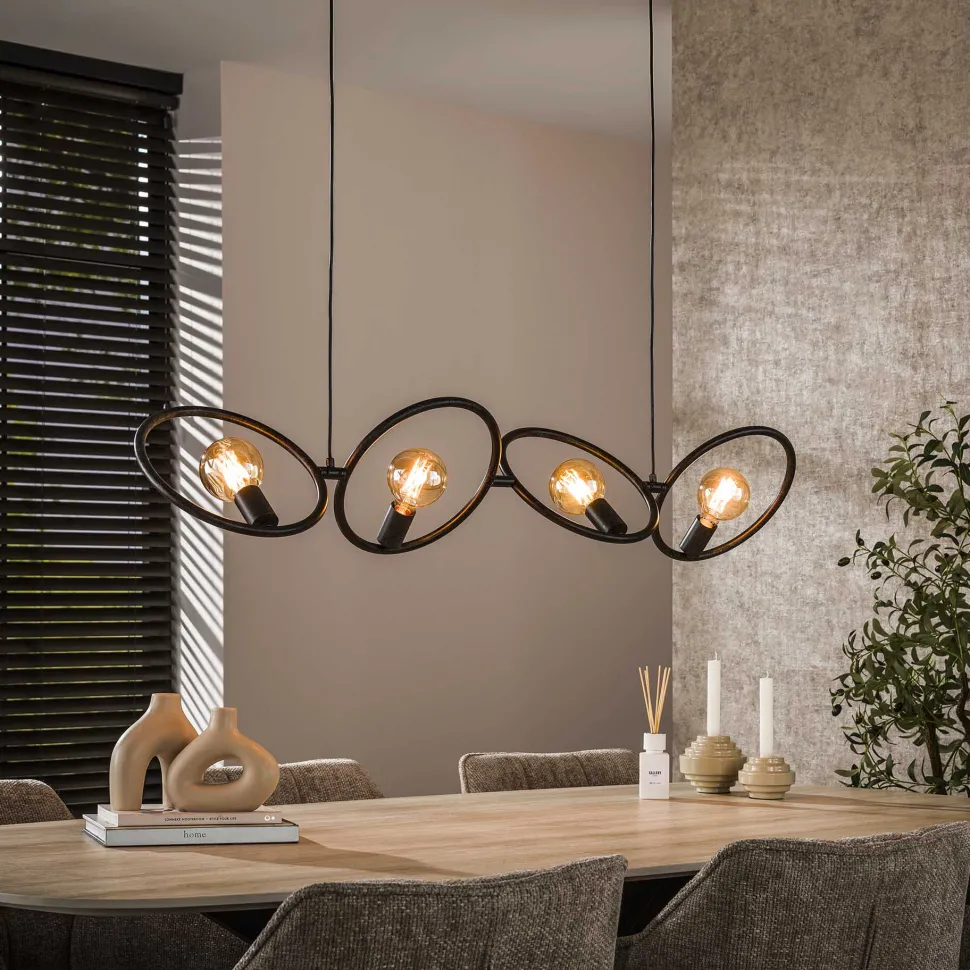 Hanglamp Davion Artic black finish, 4-lamps