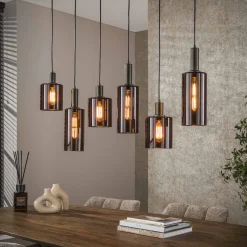 Hanglamp Deatra 6-lamps, kleur Sienna brown