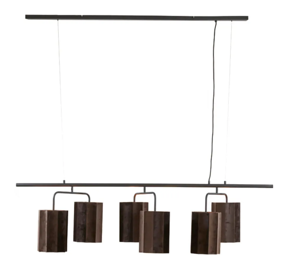 Hanglamp Edisa 6-Lamps, kleur Donkerbruin