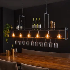 Hanglamp Hani 6-lamps met wijnrek