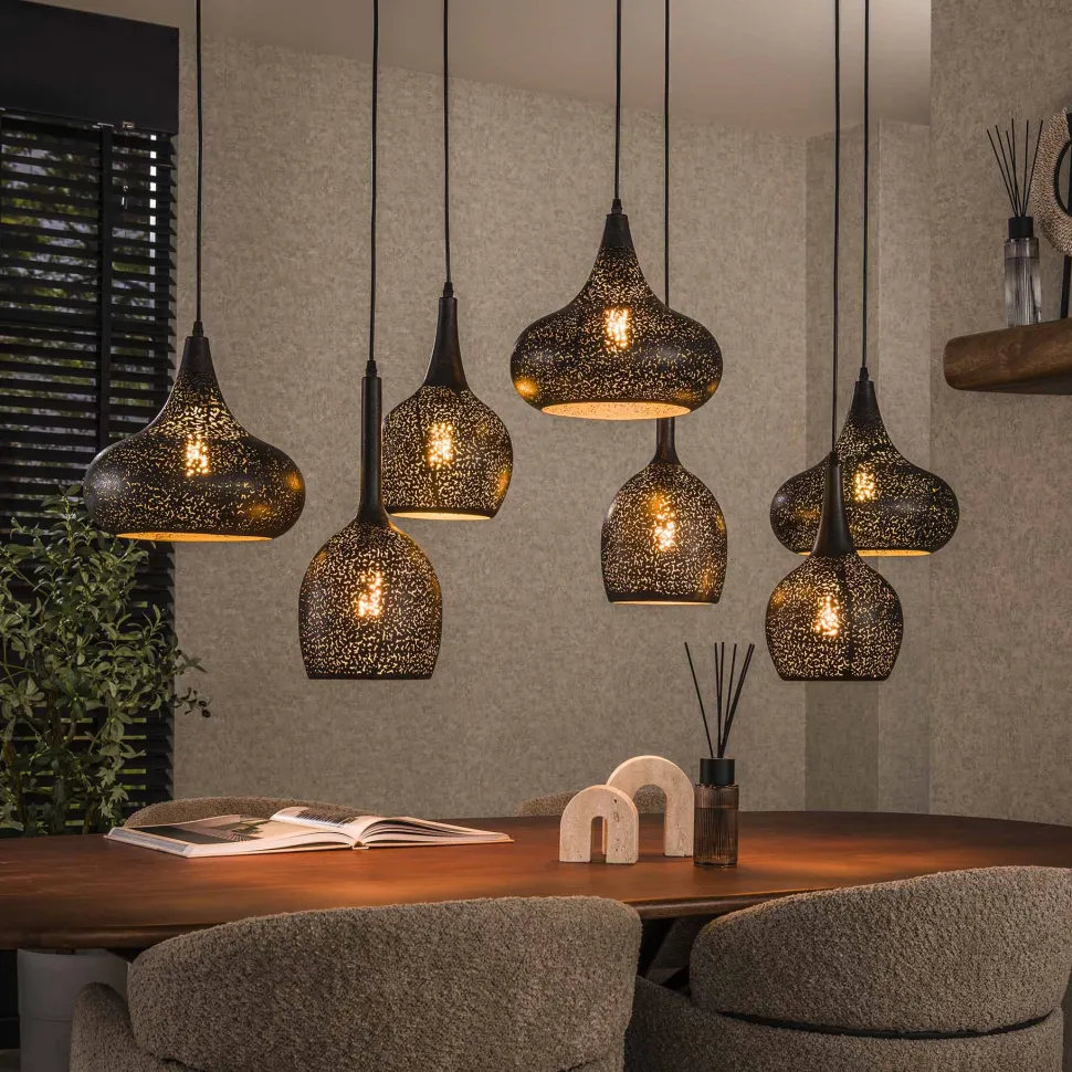 Hanglamp Henson Artic black, 4+3-lamps