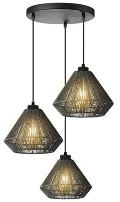 Hanglamp Ibiza Diamond Jute, 3-lamps