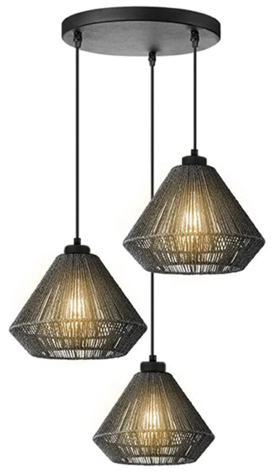 Hanglamp Ibiza Diamond Jute, 3-lamps