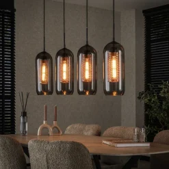 Hanglamp Jaida 4-lamps, smoke-glas