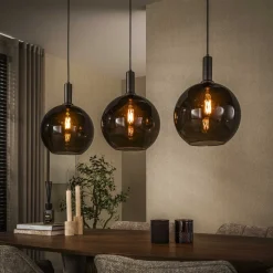 Hanglamp Janetta Glas, 3-lamps, kleur Sienna Bruin