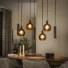 Hanglamp Janetta 4+3-lamps, kleur Sienna Bruin